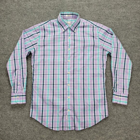 Peter Millar Shirt Mens Medium Purple Plaid Button Down Long Sleeve Preppy - Picture 1 of 8
